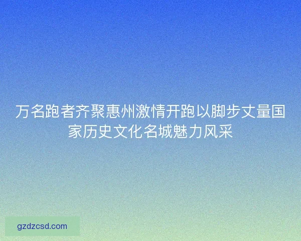 万名跑者齐聚惠州激情开跑以脚步丈量国家历史文化名城魅力风采 万名跑者齐聚惠州激情开跑以脚步丈量国家历史文化名城魅力风采