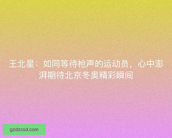 王北星:如同等待枪声的运动员,心中澎湃期待北京冬奥精彩瞬间 王北星:如同等待枪声的运动员,心中澎湃期待北京冬奥精彩瞬间
